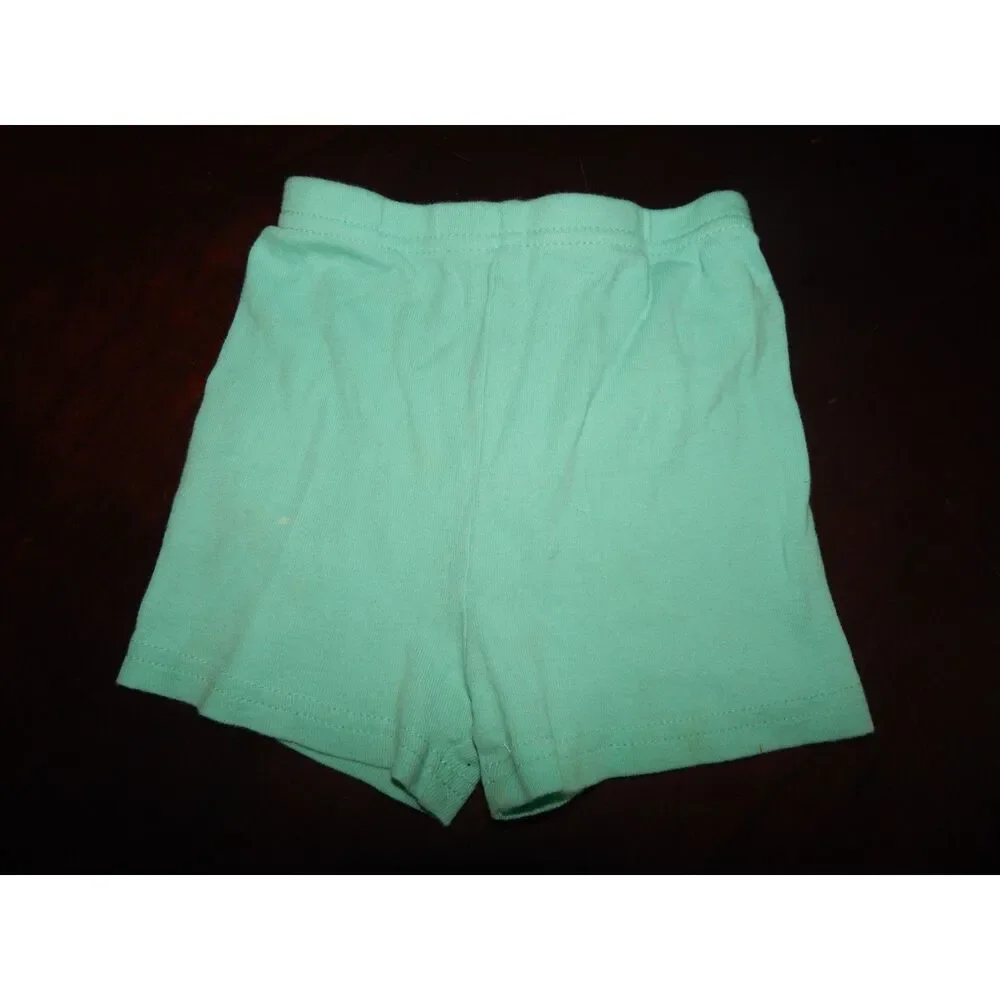 Toddler Girls 3T 100% Cotton Teal Mint Green Pajama Shorts Pull-On Sleepwear